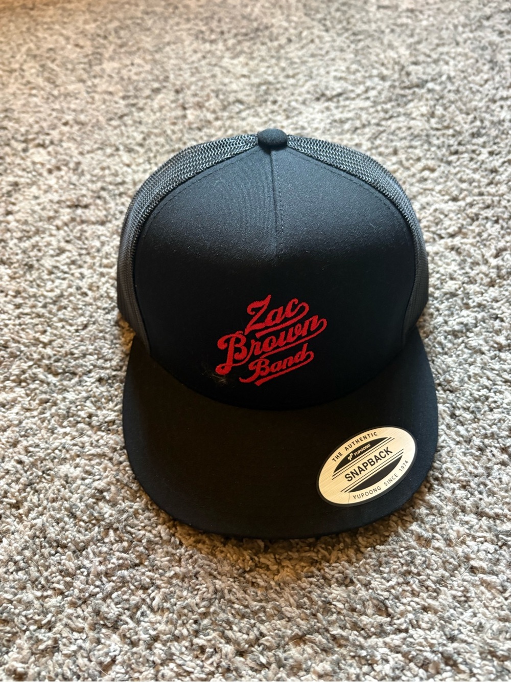 Zac Brown Band Black Snapback Hat with Red Embroidered Logo